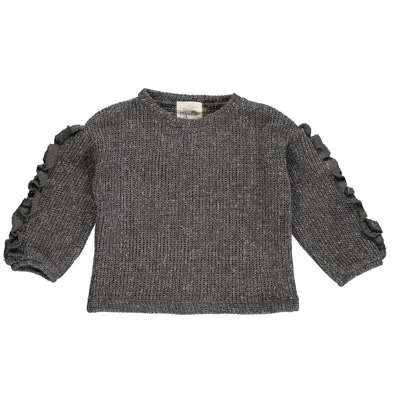 NEW VIGNETTE girls ruffle sweater in charcoal NWT SZ 4 - Picture 1 of 8